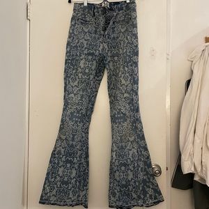 Free people super flare patterned jeans size 30